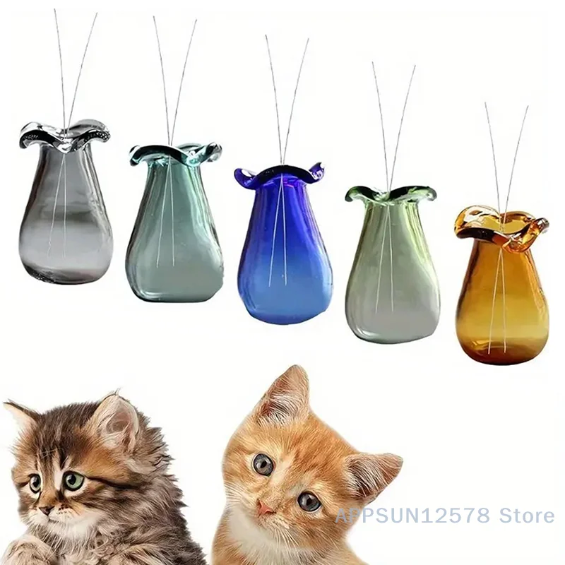 2pcs Mini Cat Whisker Vases Glass Cats Whiskers Holder Miniature Flower Jars Holding Cat Whiskers Or Small Flowers Home Decor