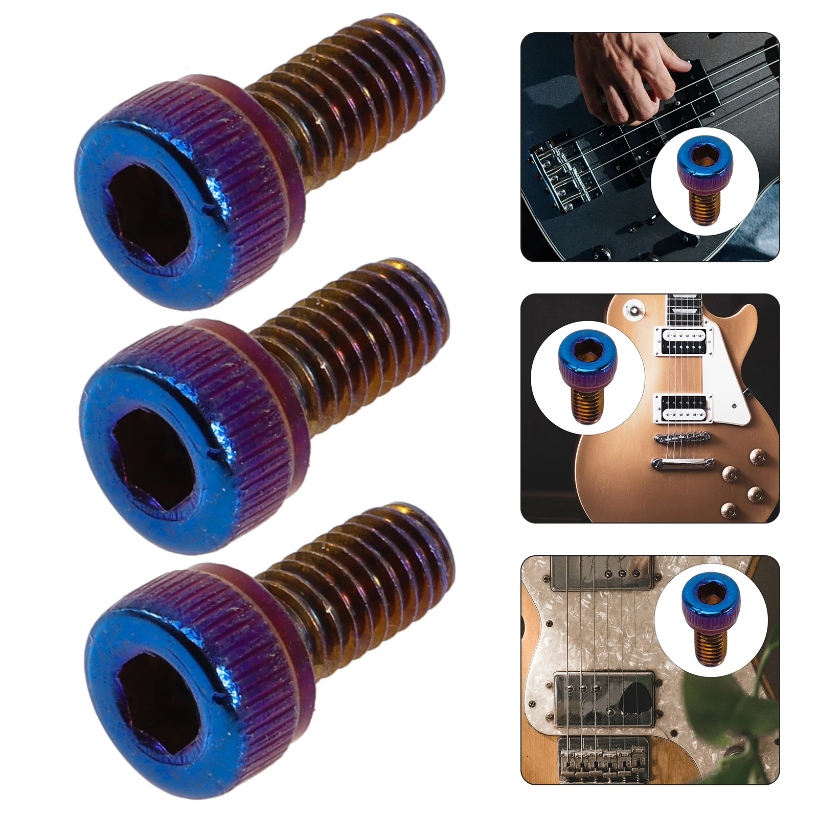 

3Pcs Guitar Head Nut Titanium Alloy Stable Rust-Resistant Replacement Electric Guitar Bridge Screws Tremolo Bridge Supplies
