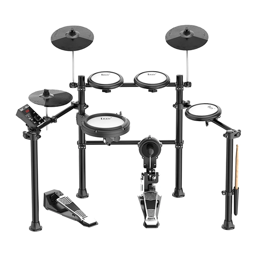 IRIN ND-16 Mesh Silicone 5 Drums 3 Cymbals Individual Bottom Drums Electric Drum Set with Drum Stool Headphones