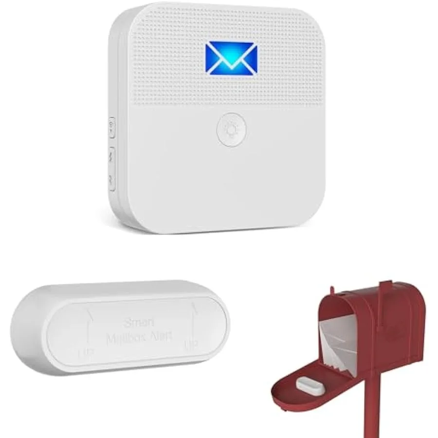 

Mailbox Alarm Mail Chime Notification System-Mail Alarm 600 ft Long Range Wireless Mailbox Alert with LED Light Flashing and So