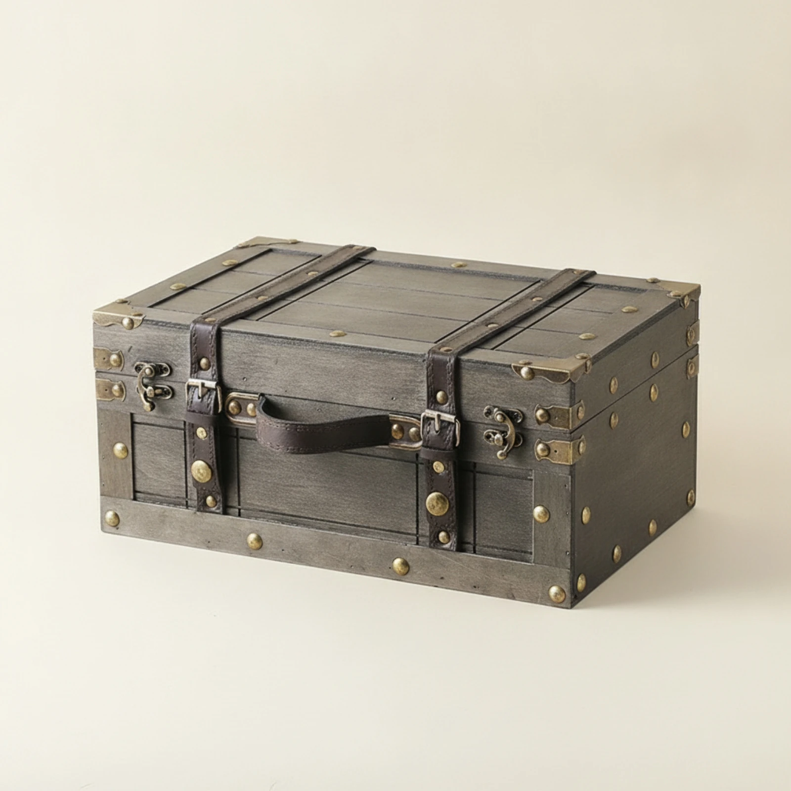 Storage Trunk with Handle Antique-Style Storage Trunk Wooden Chest Farmhouse Decorative Chest Retro for Photographers view 2