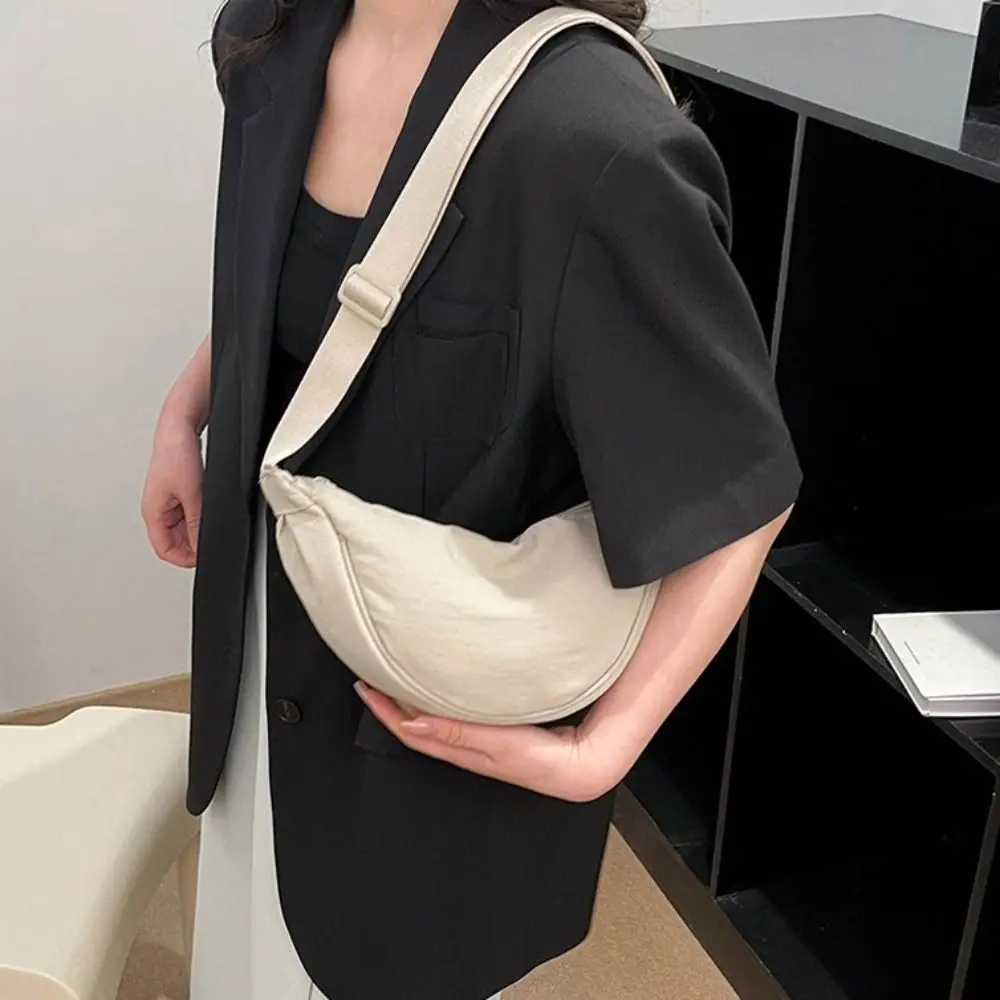 Casual Nylon Hobos Crossbody Bag Underarm Bag Korean Style Half-moon Bag Handbag Commute Single Shoulder Bags Unisex