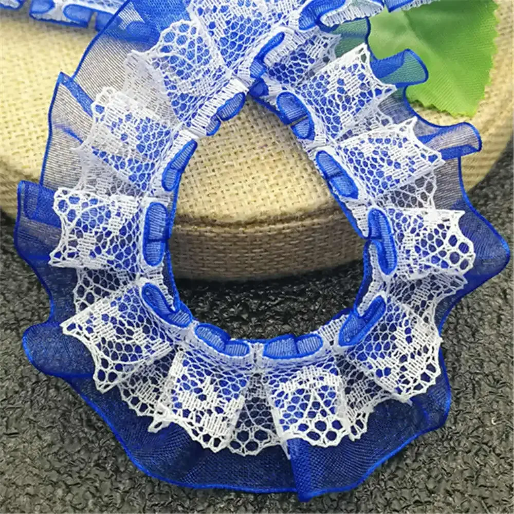 3YD/5YD Meters Double Layer Ruffle Unilateral Lace Tulle Ribbon Trim 30mm Sewing