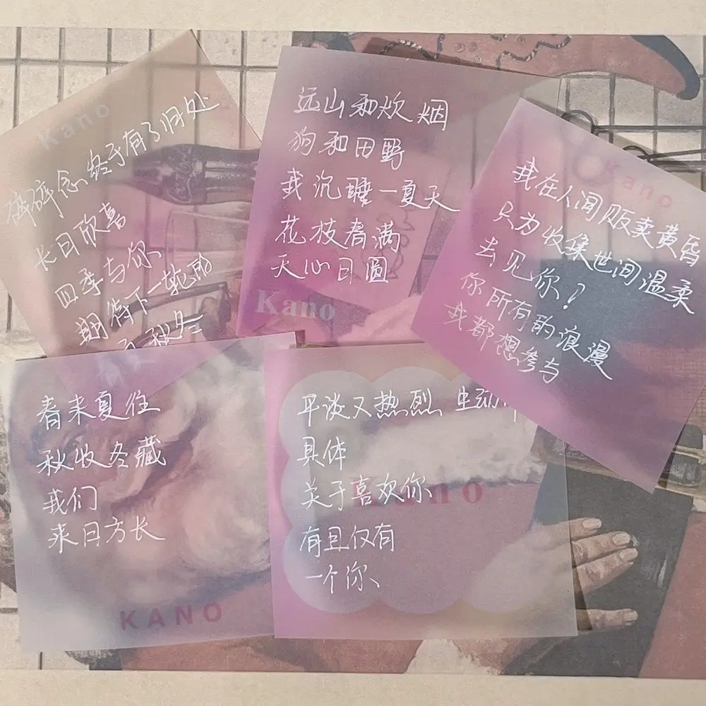 50ssheets Sticky Note Paper, Transparent Sticky Notes, Non-sticky Message Paper Memo Pad Korean Stationery