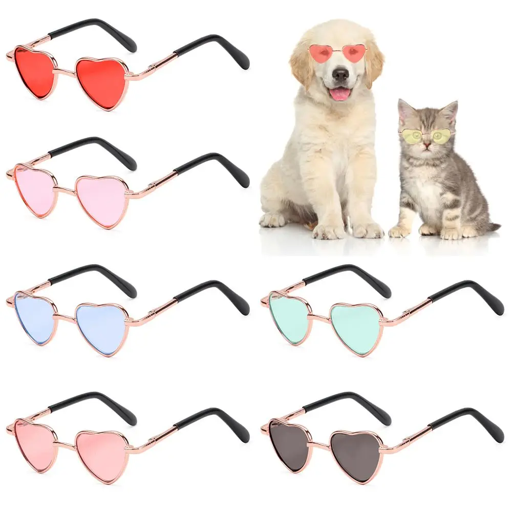 

Retro Heart Metal Sunglasses for Cats Small Dogs Dolls Sun Glasses Party Cosplay Costume Photo Prop Sunglasses Pet Supplies