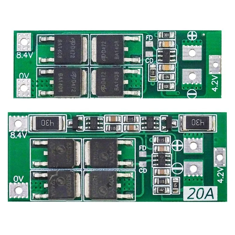 7.4V 8.4V 2S 20A BMS Board, 18650 Li-ion Battery Protection Module with Overcharge/Over-discharge Protection