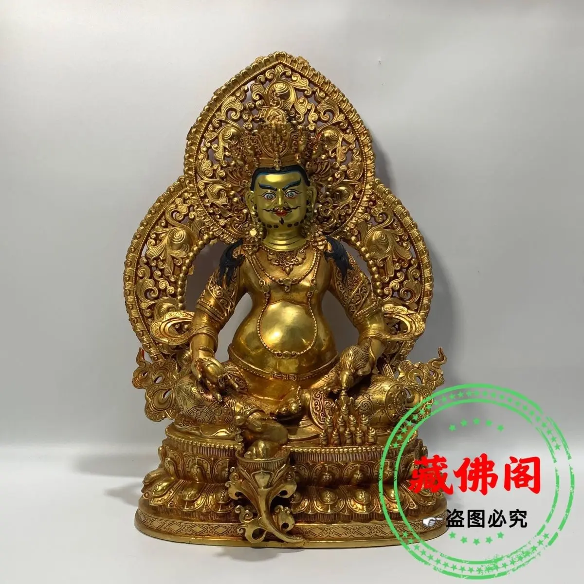 50 cm yellow god of wealth brass, Seiko Tibetan gilt bronze statue, one foot five home ornaments, Buddhist hall home antique