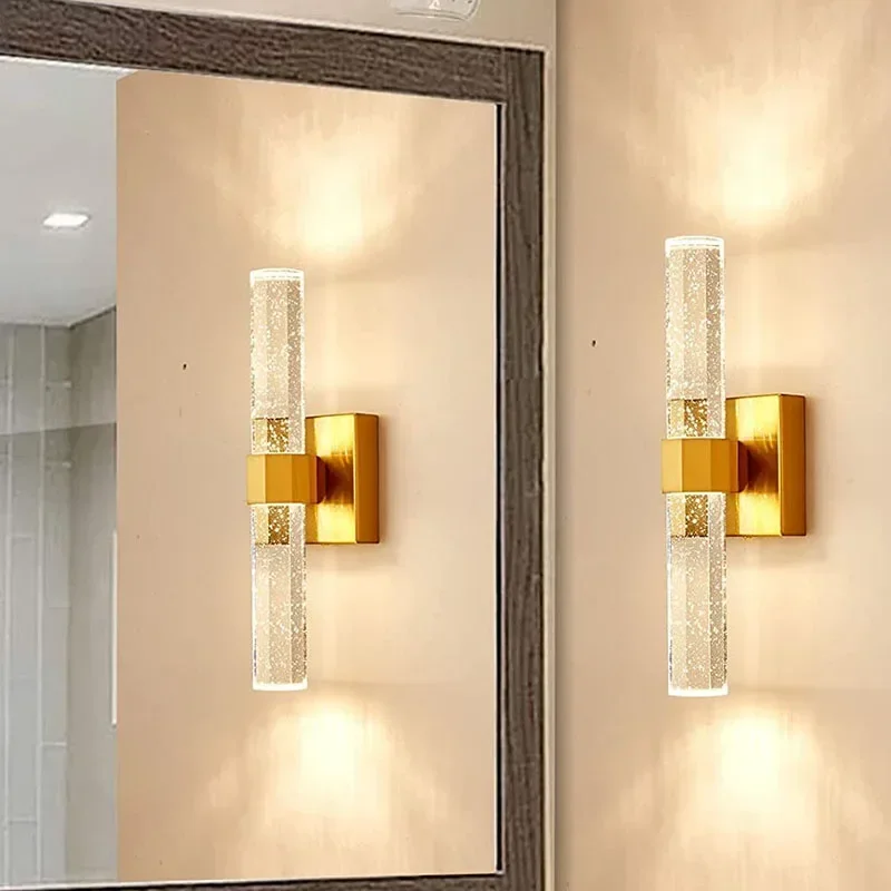 Modern Minimalist Rectangular Bubble Crystal Wall Lamp Living Room Decoration Bedroom Led Indoor Lighting For Home