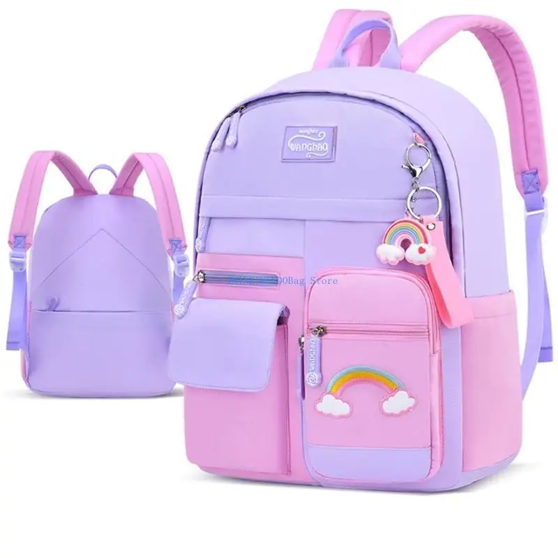 63HC Girl Backpack Student Nylon Bookbag Cartoon Kids Children School Bag
