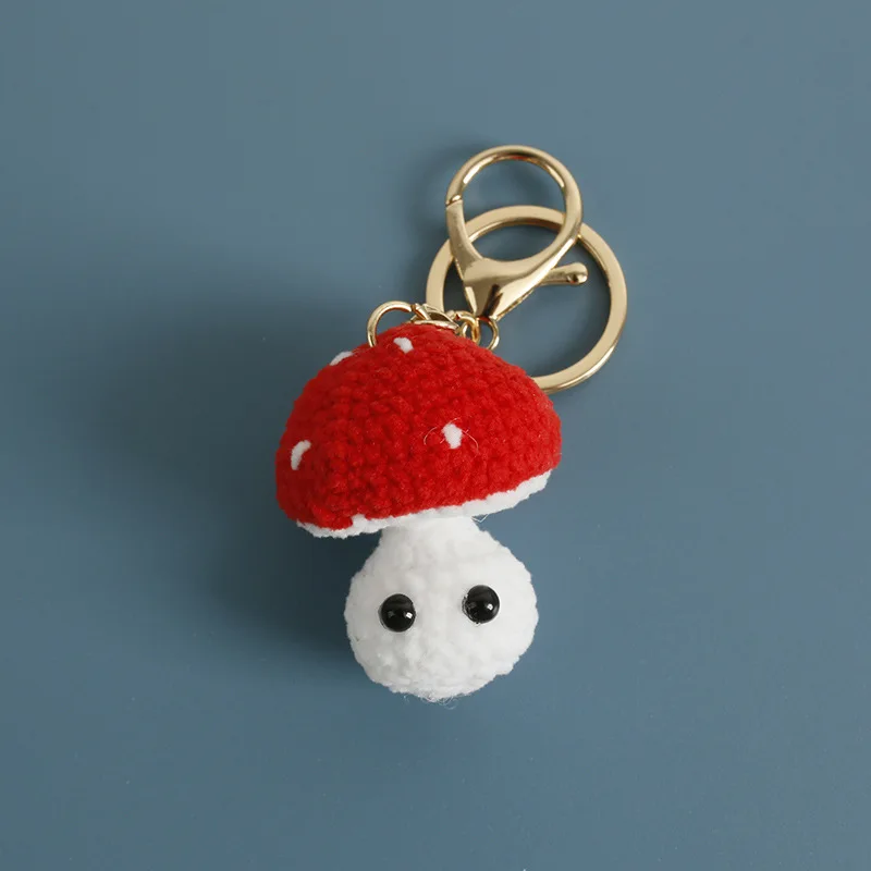 

Cute Mushroom Keychain Handmaking Mini Mushroom Doll Crochet Keyrings Creative Cartoon Vegetable Doll Knitting Keychains Gifts