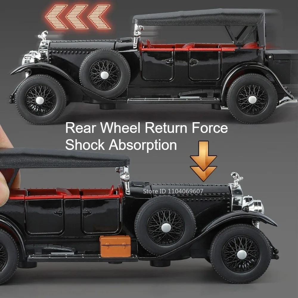 1:32 Phantom 500K Vintage auto speelgoedmodel legering gegoten geluid licht trek deuren geopend rubberen banden prachtig voertuig voor kinderen