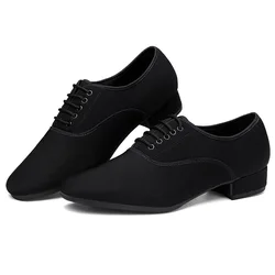 Männer moderne Tanz schuhe Jungen Leinwand Latin/Tango/Ballsaal Schuhe Gummi/weiche Sohle Low Heels Mann Tanz schuhe schwarz profession ell