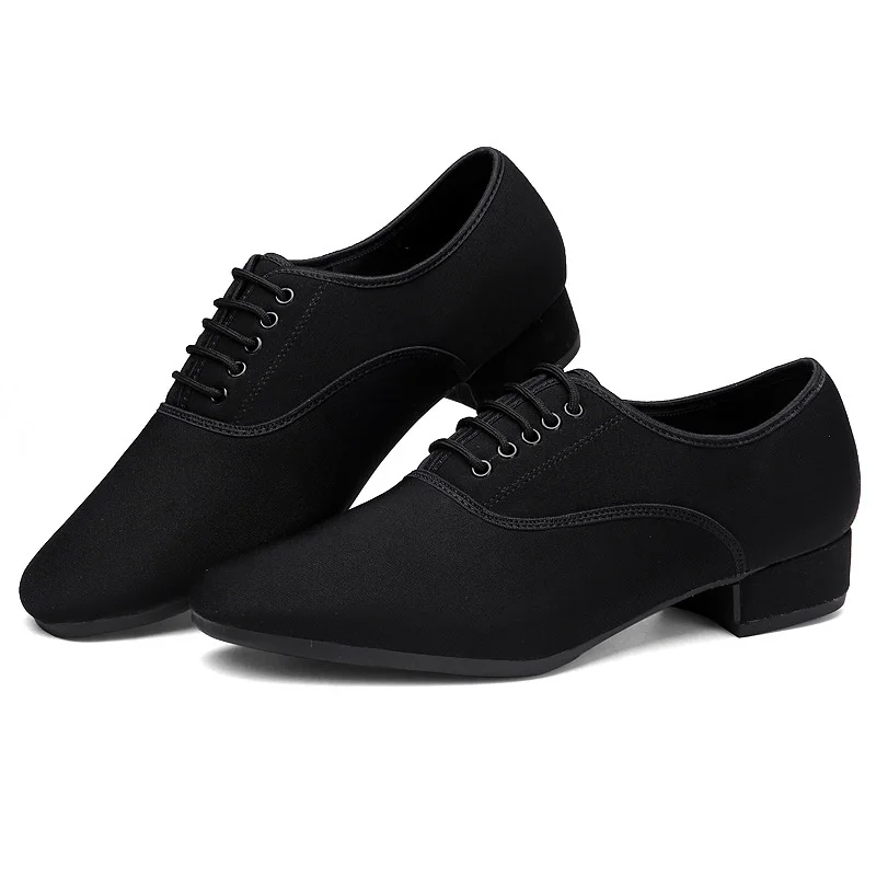 Men Modern Dance Shoes Boys Canvas Latin/Tango/Ballroom Shoes Rubber/Soft Sole Low Heels Man Dancing Shoes Black Professional