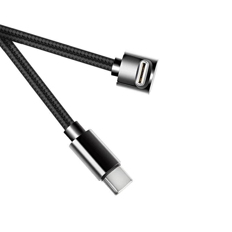 النايلون مضفر 90 درجة الكوع USB نوع C إلى USB C PD كابل آيفون سامسونج ل تسلا 60 واط شاحن سريع الحبل كابل USB-C