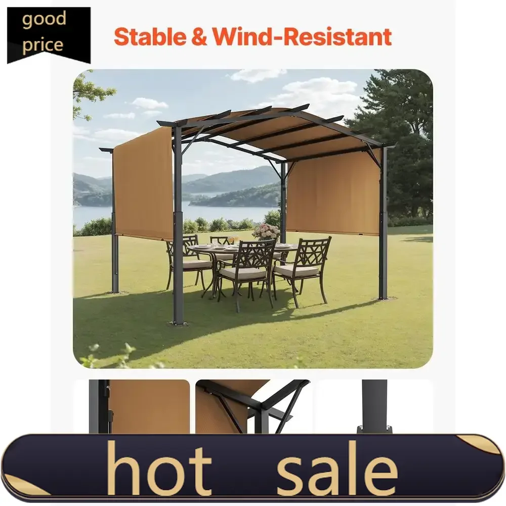 

Популярная металлическая арочная пергола 10x10 для улицы с выдвижным навесом для патио, сада или зоны у бассейна