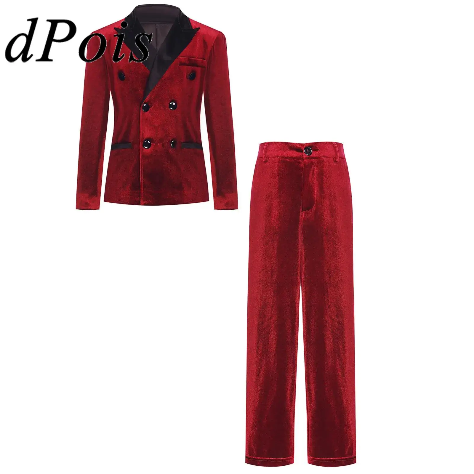 

Фестивальные костюмы для мальчиков, бархатный наряд джентльмена, двубортный пиджак, брюки для официальной вечеринки, комплекты для дня рождения, костюмы-смокинг