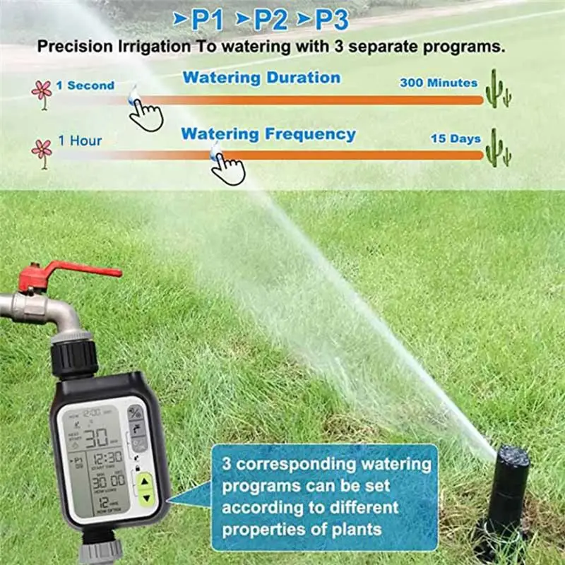 ABPP Automatic IRRIG System Garden Water Timer with Rain Sensor 3 Timing Programs Waterproof Irrigation Controller US Type
