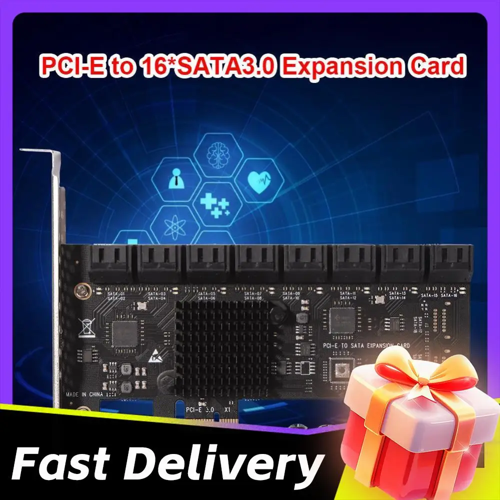 

16-портовая карта расширения PCIe, контроллер PCIe, высокоскоростной адаптер PCIe SATA3.0, 6 Гбит/с для настольных ПК