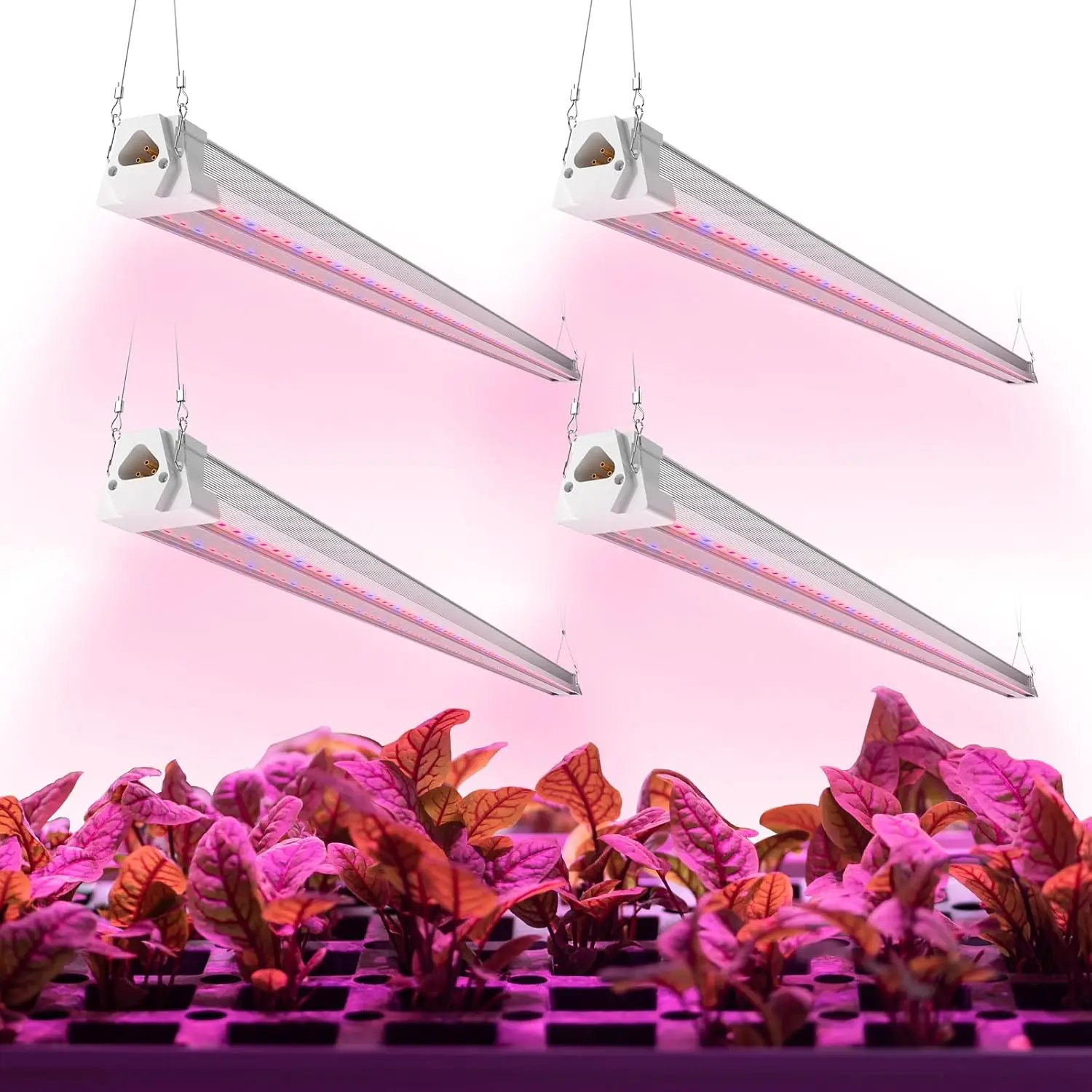 

Комплект из 4 светодиодных фитоламп 4 фута (120 см), 40 Вт, полный спектр (красный, синий) для комнатных растений, соединяемые гидропонные лампы