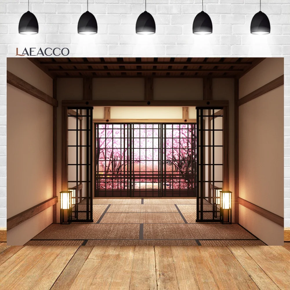 Laeacco Traditional Japanese Style Indoor Photography Background Room Cover Decor Birthday Portrait Photographic Photo Backdrop