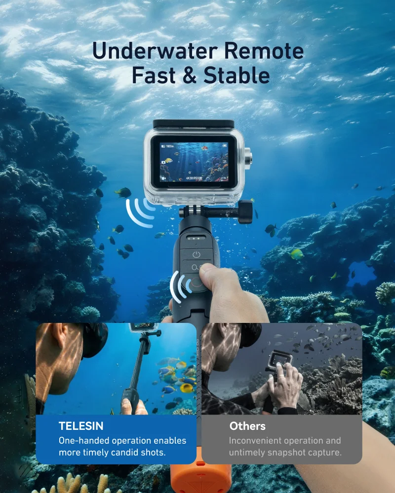 Telesin onderwater selfie stick statief met afstandsbediening_voghion.com