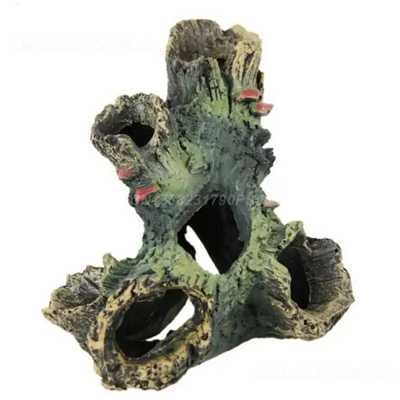 Moss-like Root Landscaping Cichlid Family Shrimp Cave House Aquarium Tree Hole Tank Decorative Fish Tank Decorative Resin