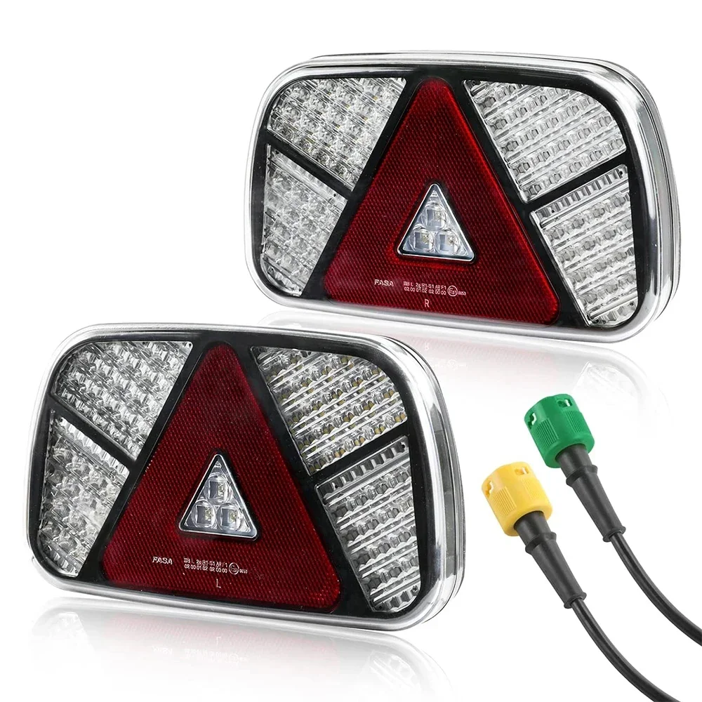 1 Set 12V 24V LED Rear Tail Light Brake Stop Reverse Turn Signal License Plate Lamp Indicator Truck Trailer Caravan Waterproof