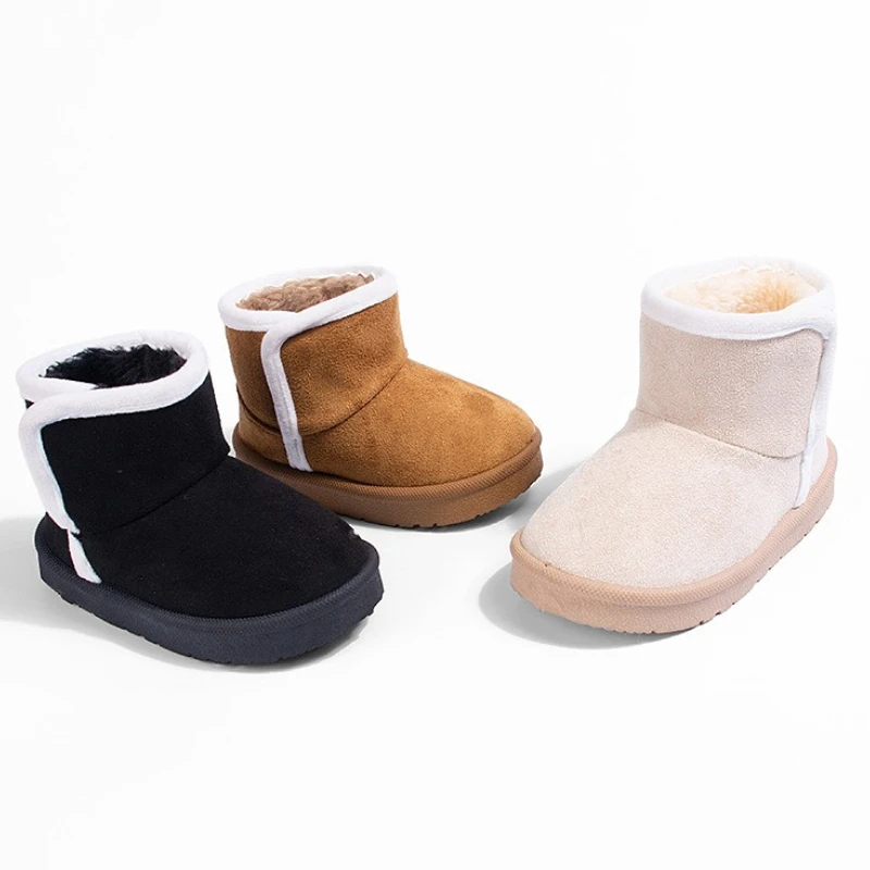 

Детские зимние ботинки 2025 года, новые модные детские теплые ботинки на плоской подошве, повседневные детские нескользящие мужские и женские универсальные ботинки с мягкой подошвой