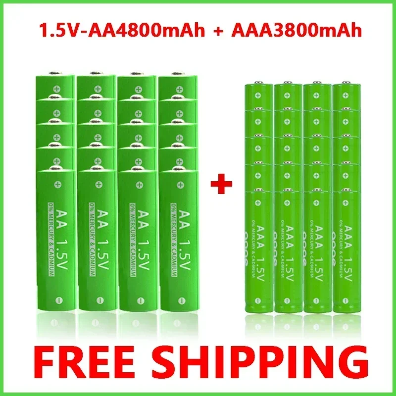 Alkaline battery 4800mAh aa Rechargeable battery 1.5V aa and aa Rechargeable battery for Toys Watch MP3 Player Replace Ni-Mh