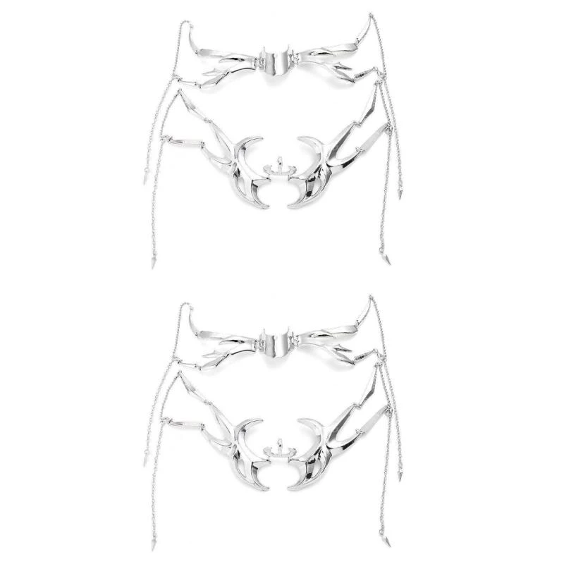 39BD 2 peças máscara gótica metal protetor queixo fotografia adereços acessório fantasia