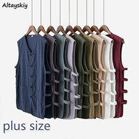 Vests Women Summer 4XL Chinese Folk Style Loose Stylish Homewear Comfortable Popular V-neck Sleeveless Trendy Clothes Simple New