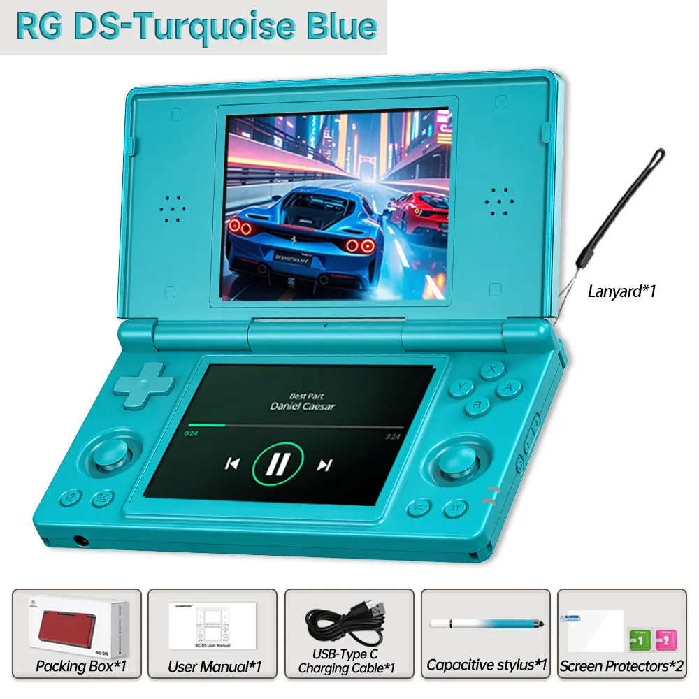 Anbernic RG DS Opvouwbare Handheld Game Console RK3568 Anbernic RG DS Android 14 Systeem Twee-Speler Joystick Boven en Onder Dubbel Scherm 4 inch OCA Volledig Aanraakscherm 4000mAh 3 + 32gb