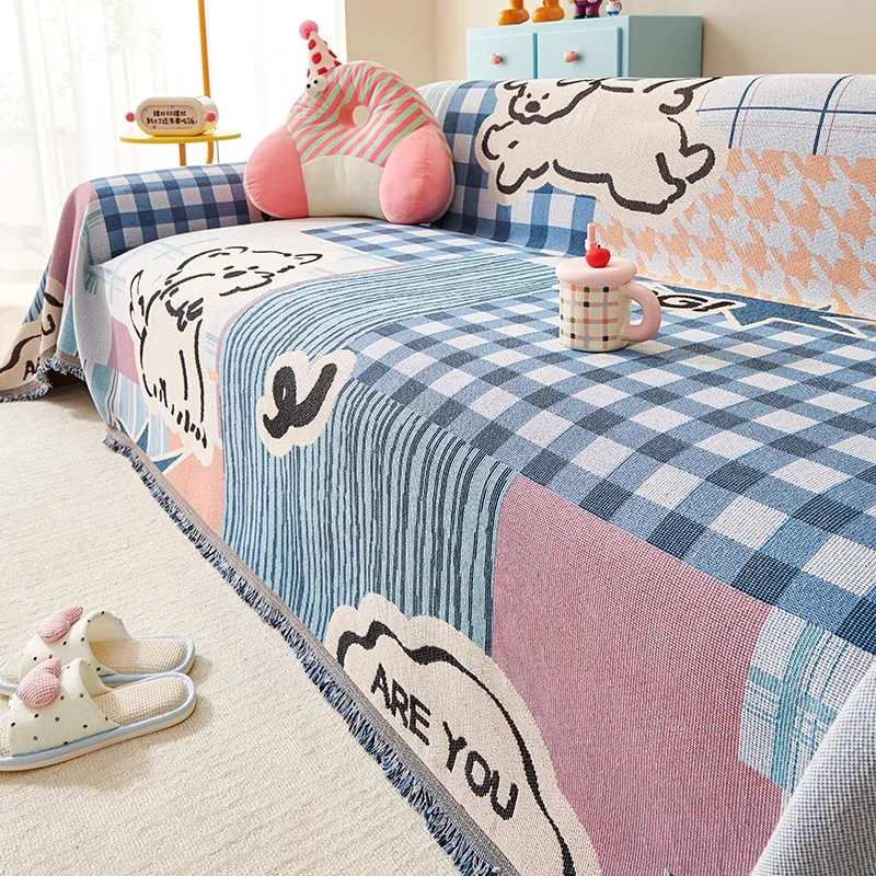 Cartoon Style Sofa Cover Cloth Universal in All Seasons Non-slip and Anti-cat Scratch Blanket Full Cover Sofa Towel Cover
