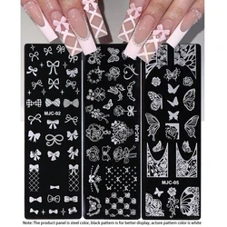 3pcs Bow Tie Nail Stamping Plates Butterfly Design Floral Flower Leaf Nail Art Stamp Stencil Printing Template Manicure Tools