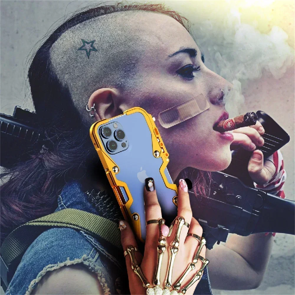 Shockproof Metal Bumper Case For iPhone 12 13 14 15 16 17 Pro Max Case Luxury Aluminum Frame Cover Funda For iPhone 16 Plus Case