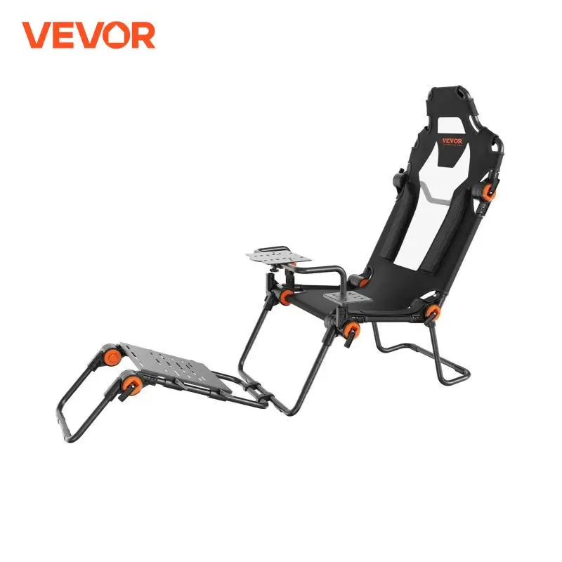 VEVOR Support Volant Course Pliable Cockpit Simulation Course Simulateur Conduite Acier Carbone Pédale Réglable Siège Bimode pour Plupart Volant Pédale