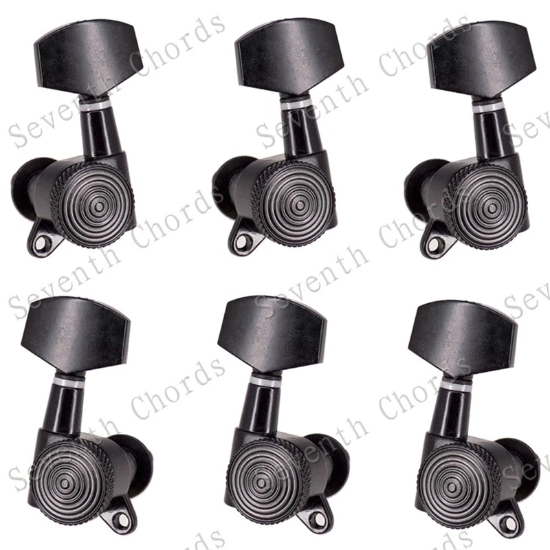 6er-Set 3R3L Schwarze verriegelbare Stimmwirbel für Akustik- und E-Gitarren – Zubehörteile – Detail 2