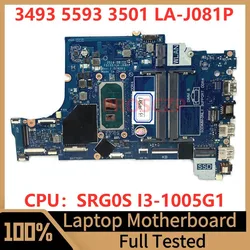 Placa base CN-0TW31C 0TW31C para ordenador portátil DELL 3501, placa base con SRG0S, I3-1005G1, CPU FDI55, LA-J081P, 100%, completamente probada, buena