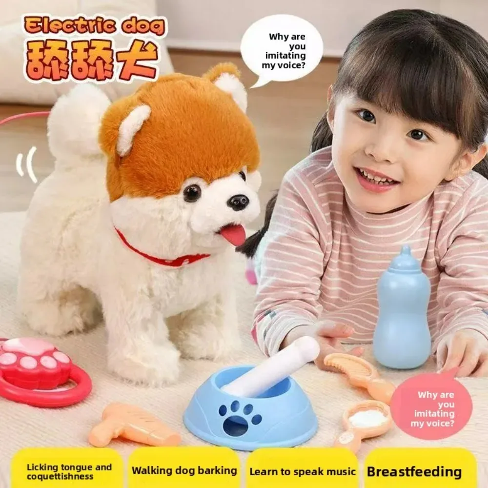 

Robot Dog Interactive Sound Control Cat Lick Tongue Electronic Plush Puppy Toys Talk Bark Sing Song Music Animal For Kid Gifts