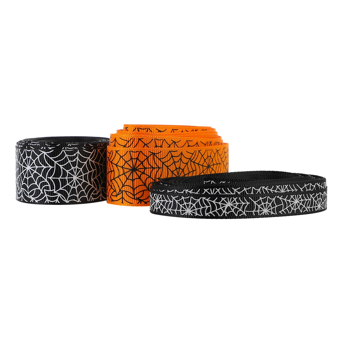 

3pcs 3 Rolls 5 Yards Halloween Ribbon Lifelike Cobwebs Design Washable Diy Hair Bow Gift Wrap Decoration Craft Grosgrain Band