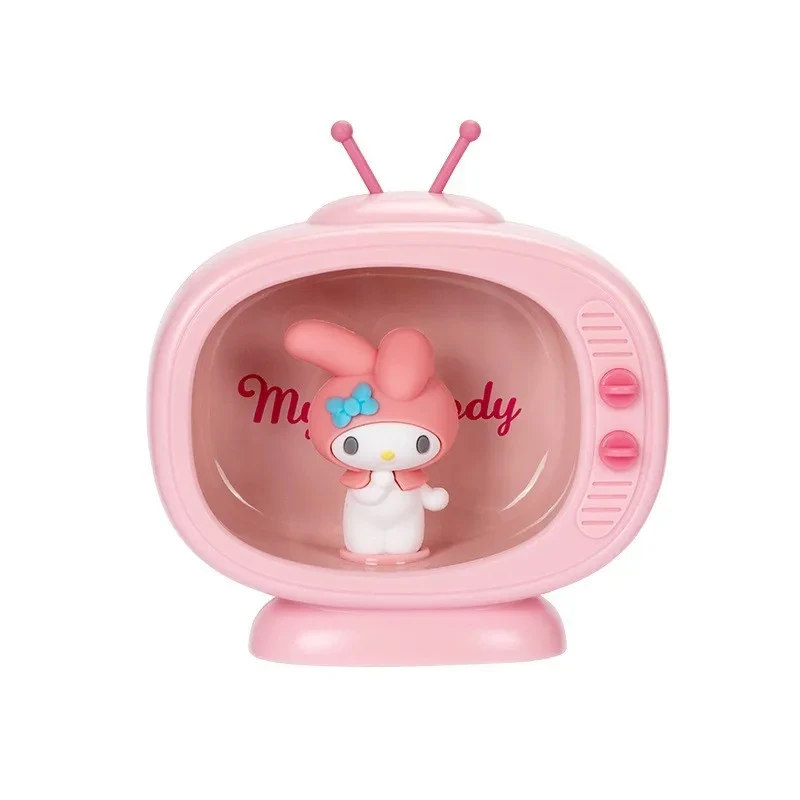 Mini prawdziwa lampka nocna Sanrio Kawaii Mini telewizor Hello Kitty lampka do spania dekoracje Anime zabawki dzieci prezenty dla dziewczynek