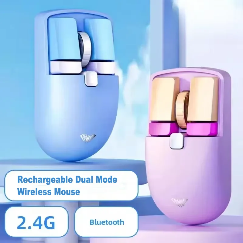 

Двухрежимная беспроводная мышь 2,4G Bluetooth с длительным сроком службы батареи, перезаряжаемая, 4800 точек на дюйм, мини- эргономичная офисная игровая мышь для ноутбука