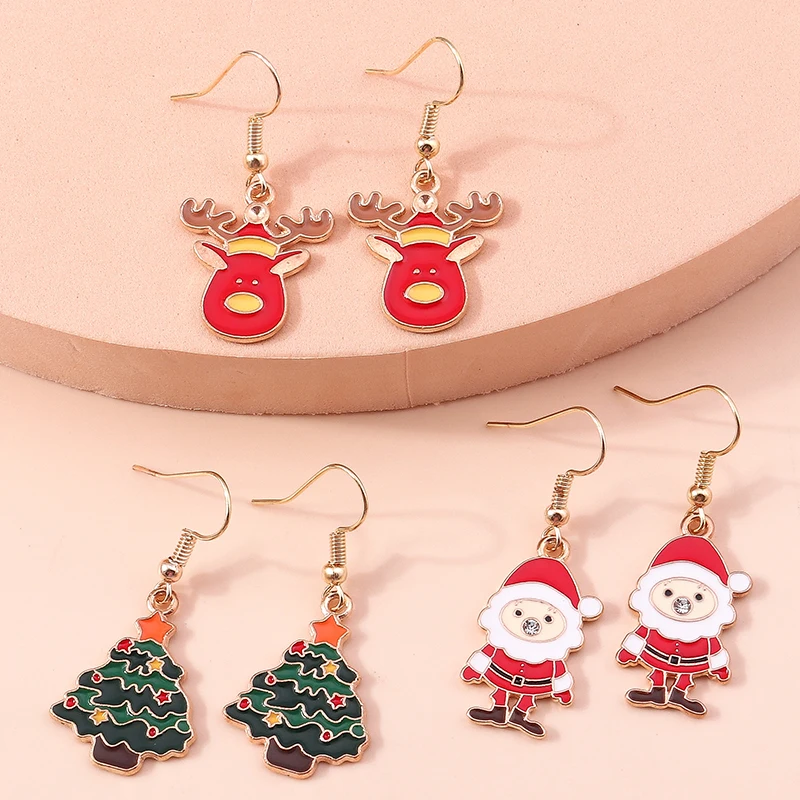 Modische Weihnachts-Ohrringe für Damen, Weihnachtsbaum-Hängeohrringe, Mädchen-Neujahrsfest-Schmuck, Geschenke – Detail 24