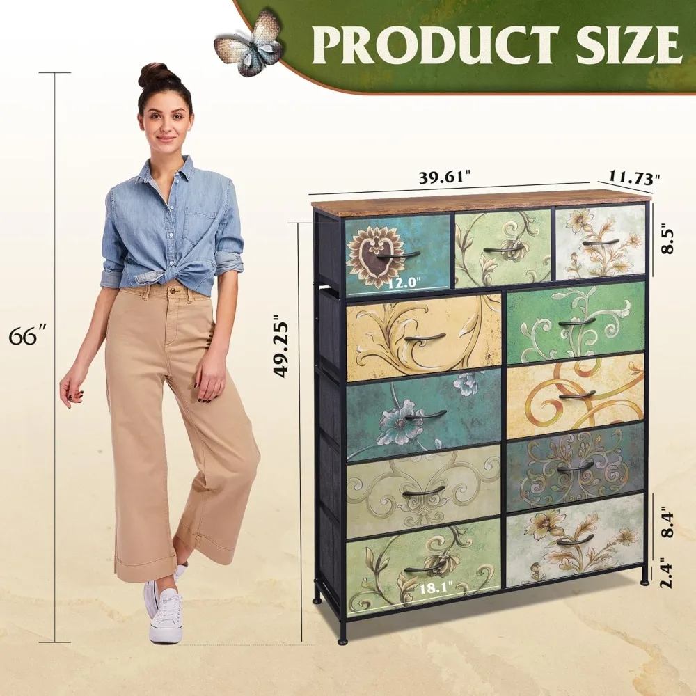 Organizer do przechowywania z materiału z metalową ramą, wysokie szuflady do efektywnego organizowania