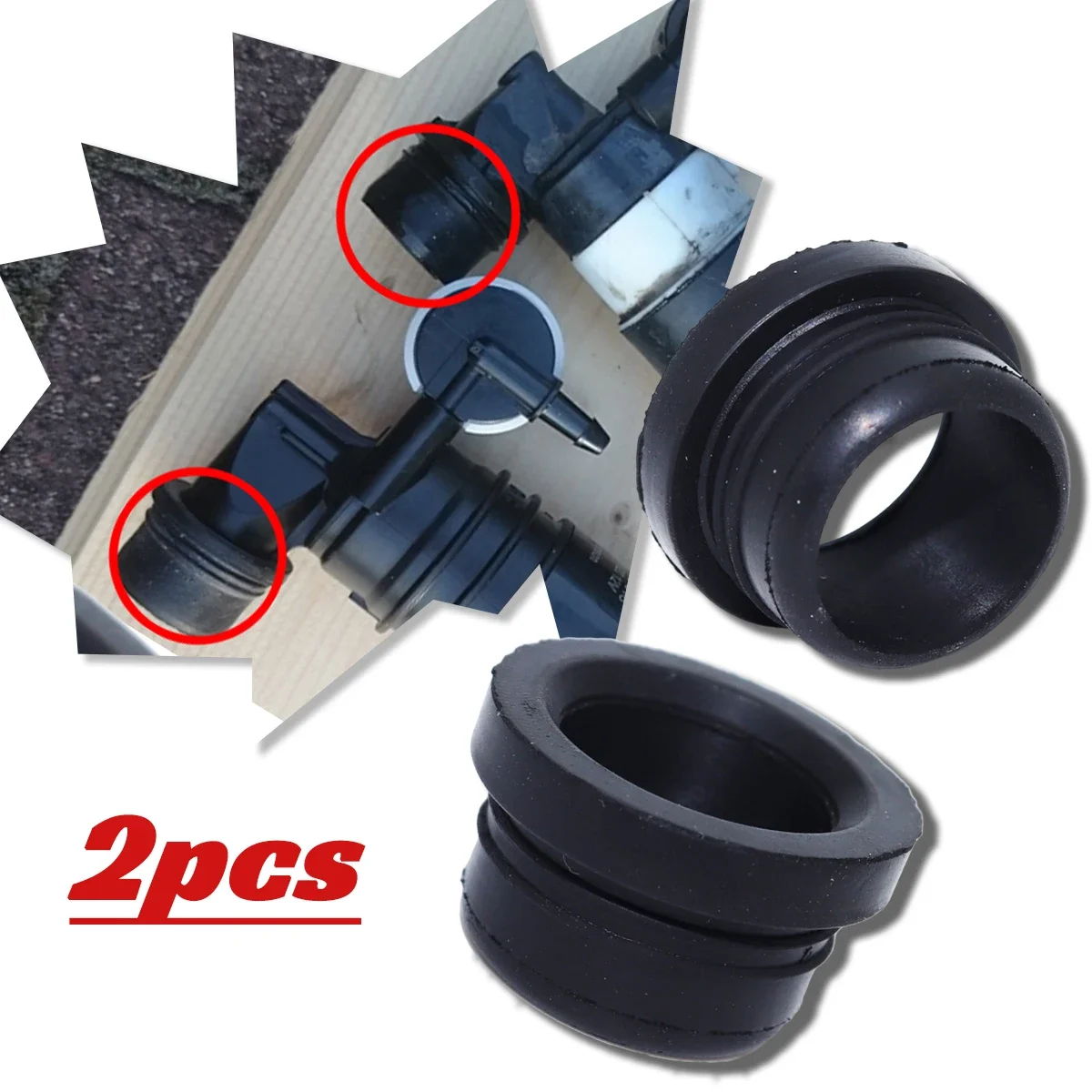 Front&Rear Washer Pump Grommet for Volvo V50 Estate 2004-2012 Windshield Headlight Seal Gasket Reservoir Bottle Leaking Bung Cap
