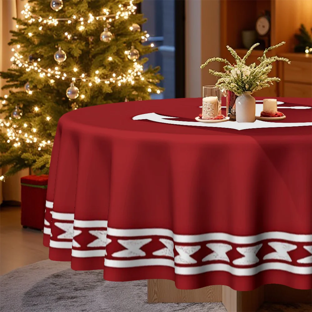 1 piece, round tablecloth, Christmas maritime theme, anchor design, perfect for decorating a family kitchen