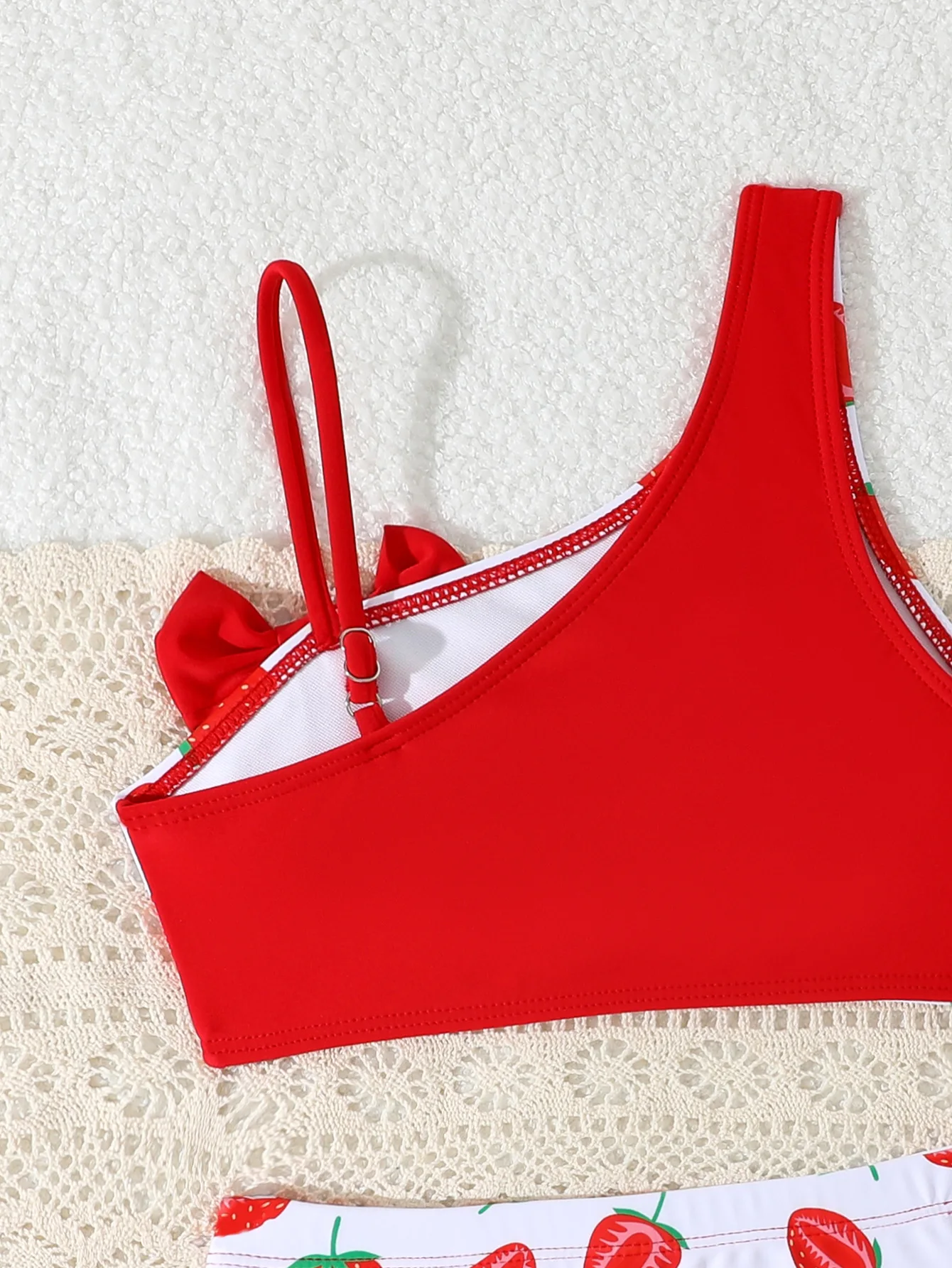 Immagine 7: Nuovo Costume da Bagno Monospalla con Stampa Leopardata per Ragazze, Bikini Sottile con Fiocco e Spacco, Abbigliamento da Spiaggia