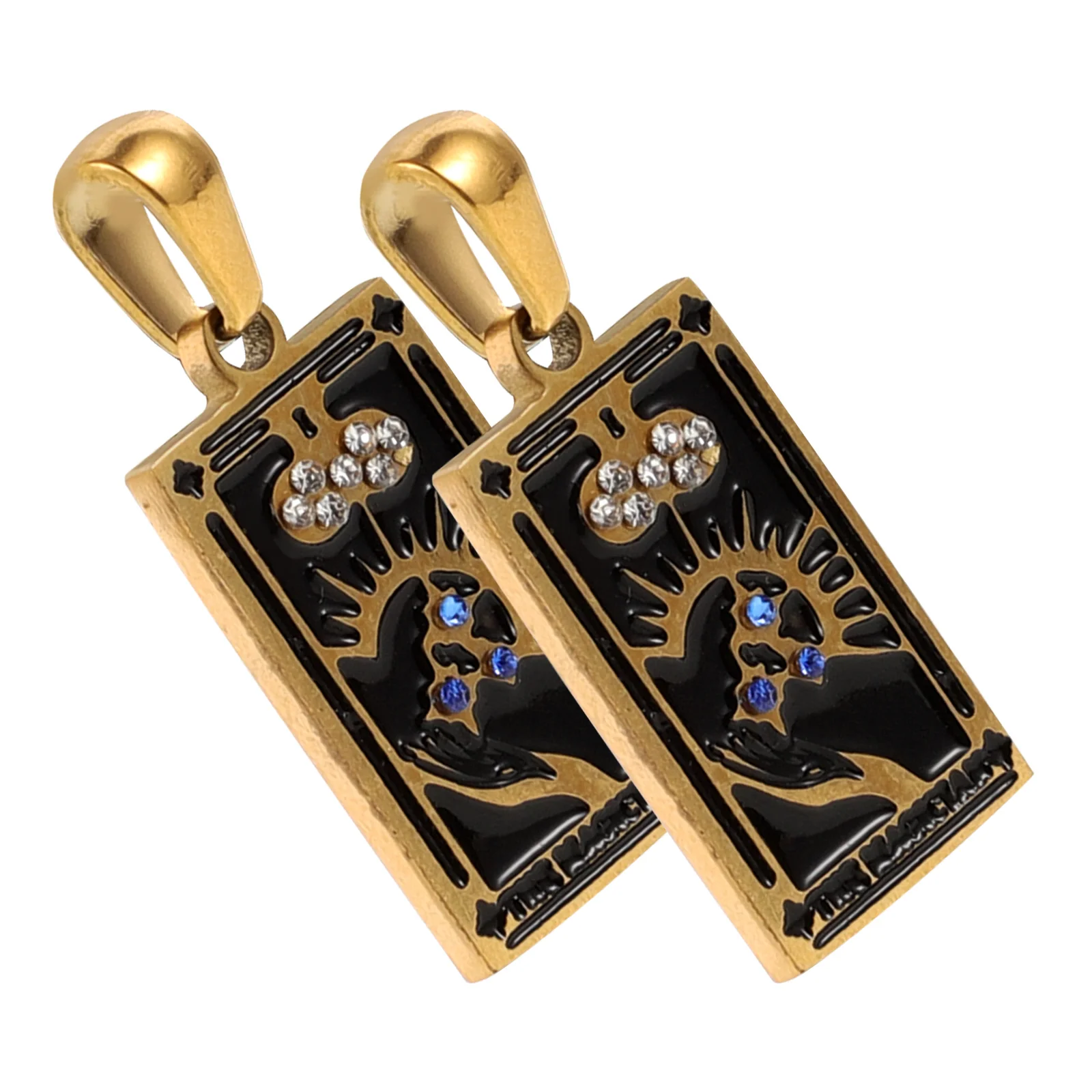 

2pcs Tarot Card Pendant Necklace Ornaments Stainless Steel DIY Charm Ancient Accessories Jewelry Making