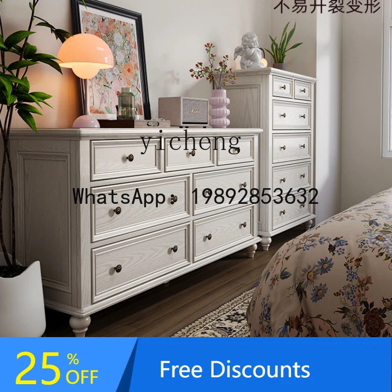 

ABC solid wood chest, bedroom storage,retro five-bucket drawer storage cabinet at the end of the bed