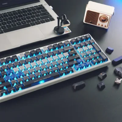 

Aurora-themed keycaps PBT + PC five-sided sublimation light transmission four-sided windows new genre